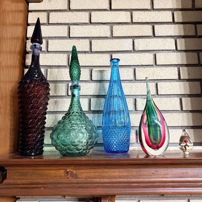 Sale Photo Thumbnail #93: Vintage Empoli glass genie bottles