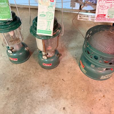 Sale Photo Thumbnail #165: Vintage Coleman lamps and heater