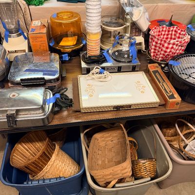 Sale Photo Thumbnail #146: Vintage tabletop appliances and baskets