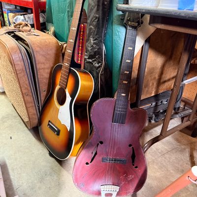 Sale Photo Thumbnail #141: Vintage children’s Tiger guitar and Sears and Roebuck guitar