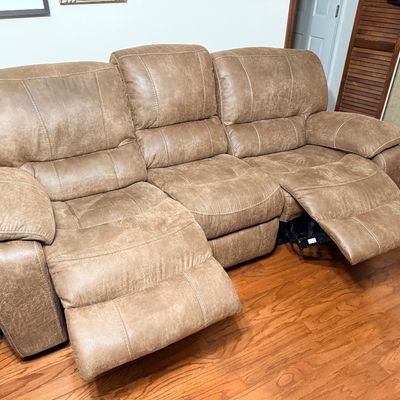Sale Photo Thumbnail #29: Ultra suede electric reclining  couch, and loveseat