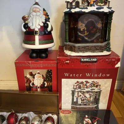 Elegant Kirkland Water Window Christmas Lot Glass Ornaments Montreux Clock