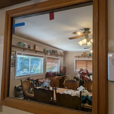 Sturdy Oak Framed Square Wall Mirror 31 Inch Solid Wood Frame