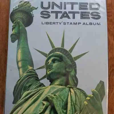 Collectible H.E. Harris Liberty Stamp Album Binder with Mint US Plate Blocks