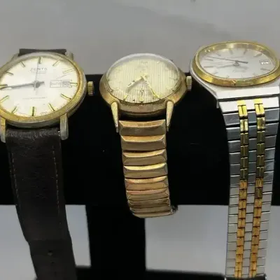 Classic Mens Watch Lot Elgin Shockmaster Zenta Wittnauer Citizen Solar Kronotron