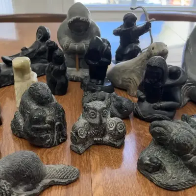 Collectible Wolf Sculptures & Boma Canada Inuit Arctic Animal Figurine Lot