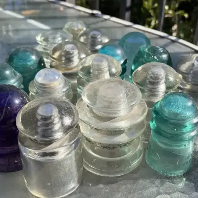 Colorful Purple Standard Hemingray Patented 1893 Glass Insulators Lot Aqua Clear