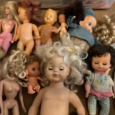 Assorted Doll Lot Mattel Barbie, Porcelain China Head, Vinyl Baby Dolls, Fabric