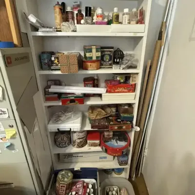 Collectible  Arts & Crafts Tin Lot Cadbury Hershey Oreo Barnum, Craft Paints, Rit Dye, Glue Gun