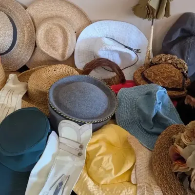 Retro Hat, Kid Glove & Parasol Lot: John Andre Whitsitt's, Perrin's, Betmar