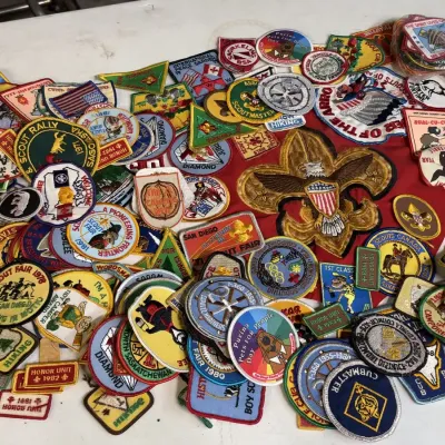 Colorful Boy Scout Patch Lot San Diego Scout Fair, Order of the Arrow, Cubs