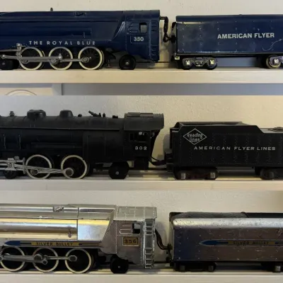 Vintage American Flyer S Gauge Train Lot Royal Blue 350 Silver Bullet 356 Layout - READ 