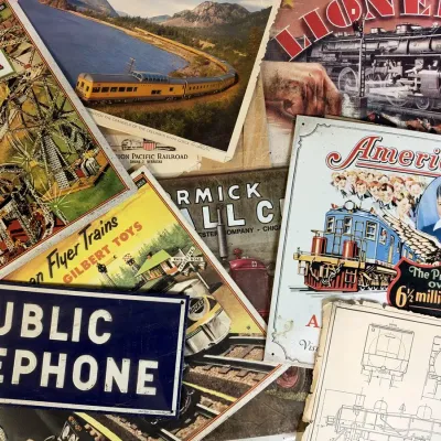 Colorful Train & Tractor Metal Sign Lot American Flyer Lionel Farmall UP Prints