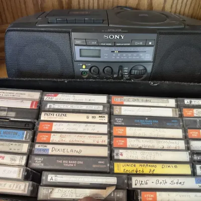 Portable Sony CFD-V15 CD Cassette Radio Boombox Dixieland Jazz Cassettes Lot