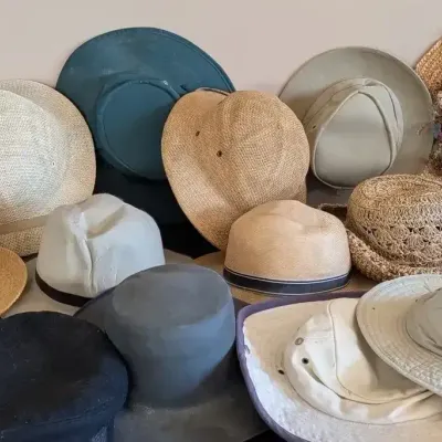 Assortment of Men's & Women's Hats: Straw, Canvas Bucket, Wool Cap, Sun Hats