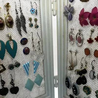 Colorful Costume Earrings Lot Butterfly Cloisonne Maple Leaf with Display Frame