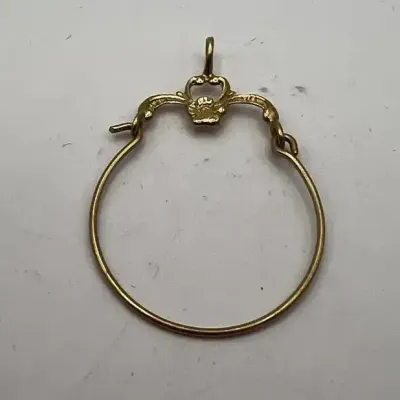 Elegant 14K Gold Charm Holder Pendant Hoop with Silver-Tone Teardrop Necklace