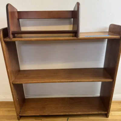 Classic Three Shelf Wood Bookcase with Tabletop Book Rack 28 Inch Tall Bookshelf