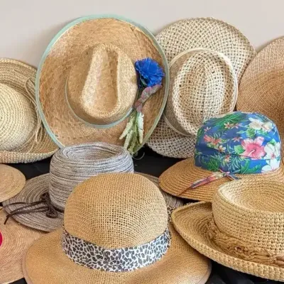 Assortment of Women's Straw Sun Hats: Palm, Raffia, Cabo San Lucas Band, Floral