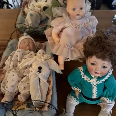 Sweet Bisque Porcelain Doll Lot Real Seeley Body Alexander Baby Pierrot Clown
