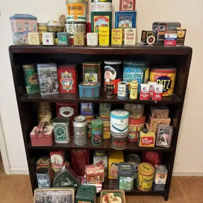 Nostalgic Tin Collection Hershey Log Cabin Milky Way Ritz Quaker Colman Crayola