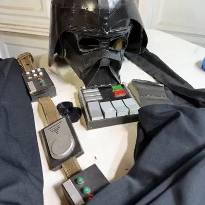 Handmade Darth Vader Style Costume Set Helmet Chest Box Belt and Cape Cosplay