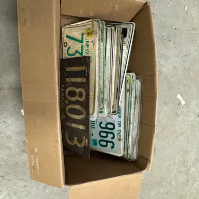 Sale Photo Thumbnail #37: Lot038 Vintage License Plate Collection – 1917 Massachusetts Plate + New Hampshire "Live Free or Die" Plates