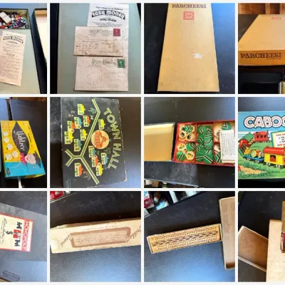 Sale Photo Thumbnail #22: Lot023 Vintage Board Game Lot – 1936 Easy Money, 1939 Town Hall, Yahtzee, Parcheesi, Caboose, Monopoly, Cribbage
