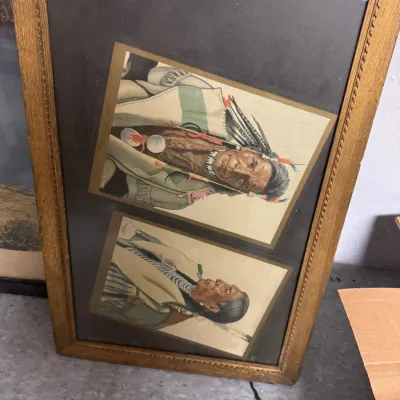 Sale Photo Thumbnail #11: Lot011 Vintage Framed Native American Portrait Prints – Pair in Gilt Frame