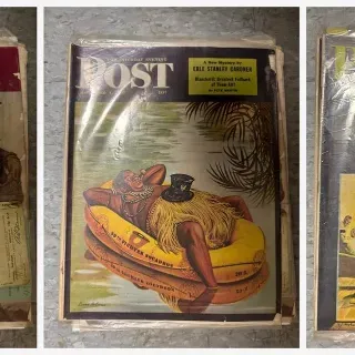 Sale Photo Thumbnail #39: Lot040 Saturday Evening Post Magazines 1945–1951 + "Norman Rockwell: Artist and Illustrator" (Abrams) Book +EXCLUDES: 1951 Union Pacific Railroad Pass 