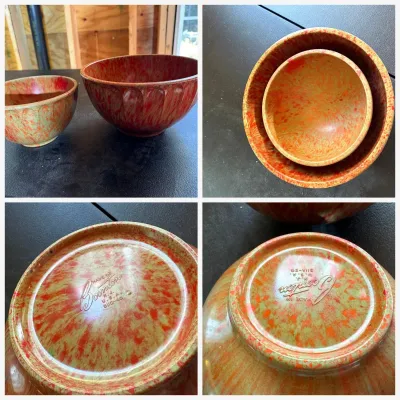 Sale Photo Thumbnail #71: Lot072 Vintage Boonton Melamine Confetti Mixing Bowls – Set of 2, Made in USA