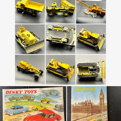 Sale Photo Thumbnail #13: Lot014 Vintage Dinky Supertoys & Tootsietoy Construction Lot + 2 Vintage Dinky Toys Catalogs – Euclid Dump Truck, Blaw Knox Bulldozer, Caterpillar