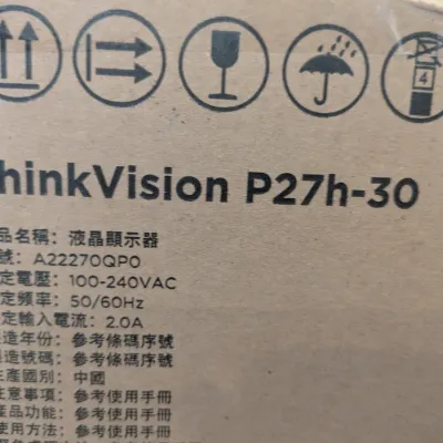 Lenovo ThinkVision P27h-30 monitor original cardboard box.
