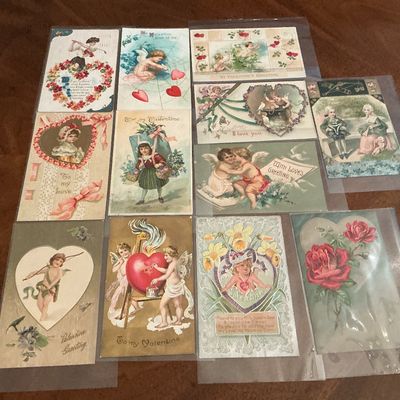 Sale Photo Thumbnail #4: Vintage Valentines Day postcards circa 1900’s