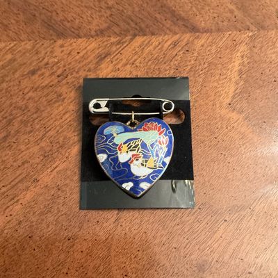 Sale Photo Thumbnail #22: Cloisonne style puff heart locket
