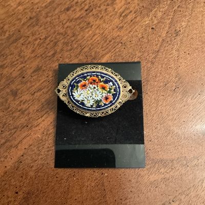Sale Photo Thumbnail #23: Vintage micro mosaic pin - Italy