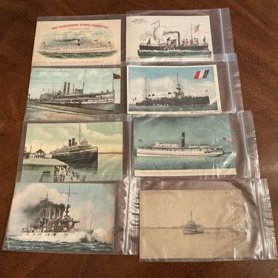 Sale Photo Thumbnail #10: Vintage ship postcards circa 1900’s