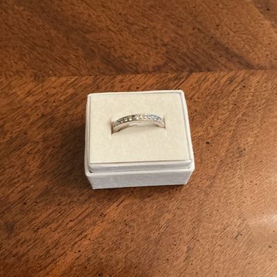 Sale Photo Thumbnail #20: Sterling band with faux diamonds