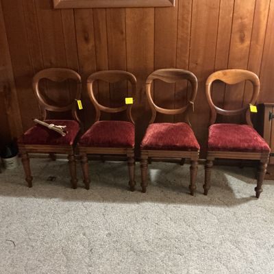 Sale Photo Thumbnail #69: Victorian balloon back chairs with pegs
