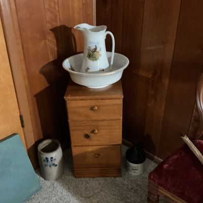 Sale Photo Thumbnail #73: Crocks, pitcher and bowl