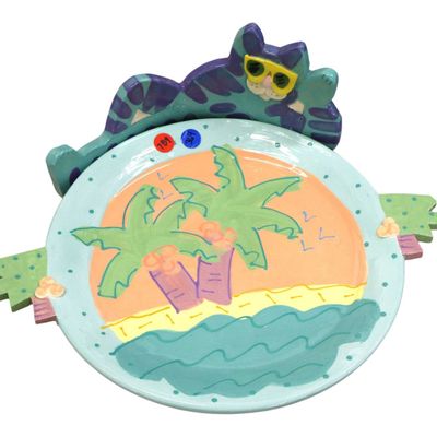 Sale Photo Thumbnail #295: Vintage Staub Postmodern Cat Palm Tree Ceramic Plate
