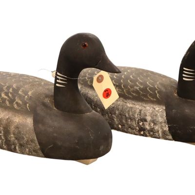 Sale Photo Thumbnail #82: PR Vtg Atlantic Brant hand carved and painted wood decoys