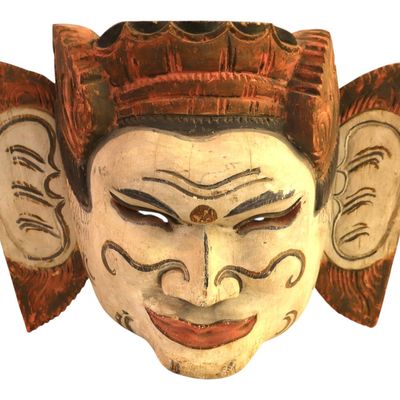 Sale Photo Thumbnail #53: Vtg Balinese Topeng theatre dance mask Juru Luh wall art