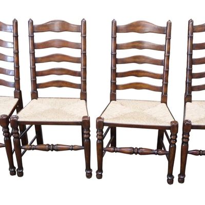 Sale Photo Thumbnail #27: Theodore Alexander set of 4 ladder back side chairs