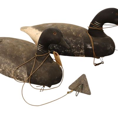 Sale Photo Thumbnail #86: PR vtg wood decoys attr Wildfowler Decoy Company