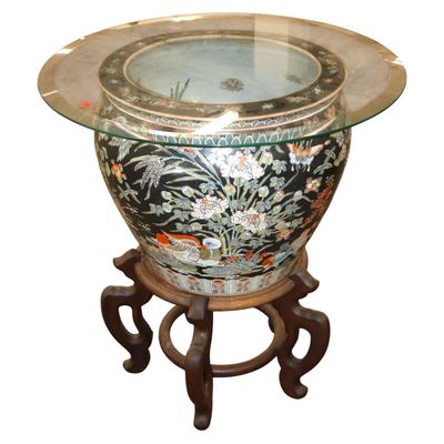Sale Photo Thumbnail #264: Chinese Porcelain Fish Bowl Table Jardiniere Stand
