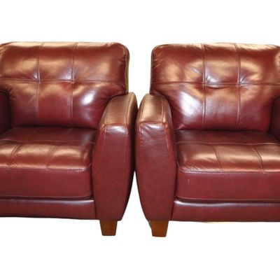 Sale Photo Thumbnail #266: Pair of quality leather club chairs, no issues seen