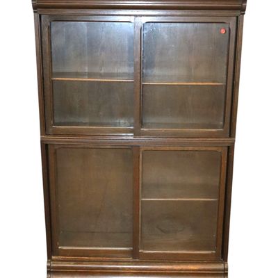 Sale Photo Thumbnail #234: Antique oak sliding door bookcase manner Danner Furniture