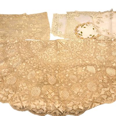 Sale Photo Thumbnail #211: 4 Vintage linen table scarfs