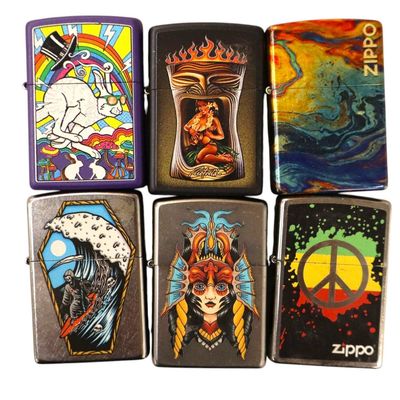 Sale Photo Thumbnail #171: 6 vintage Zippo lighters